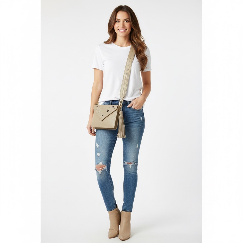 Steve Madden Beige Studded Crossbody Bag